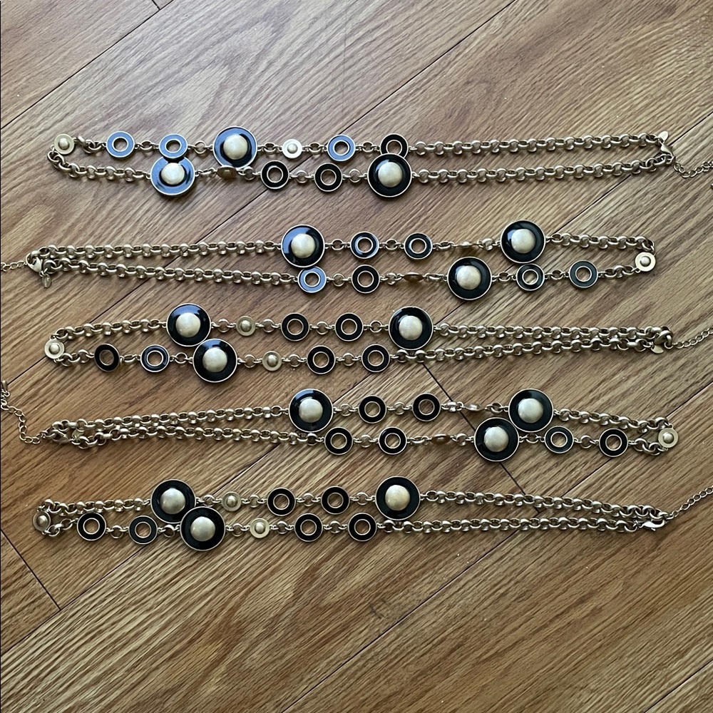 Lia Sophia Gold & Black Circle Necklace/Belt